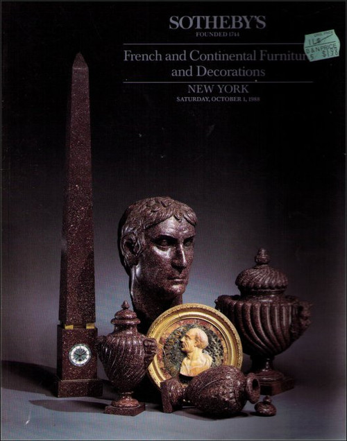 Sotheby's French and Continental Furniture and Decorations Oct. 1 (1988) Vintage Book