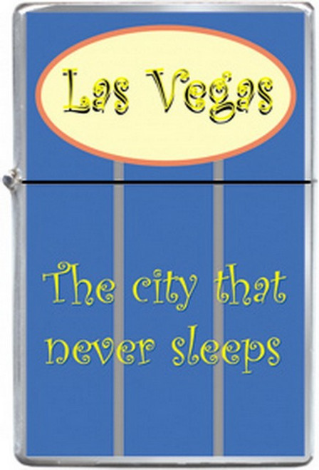 Las Vegas City Never Sleeps Blue Refillable Metal Lighter ZP-0338