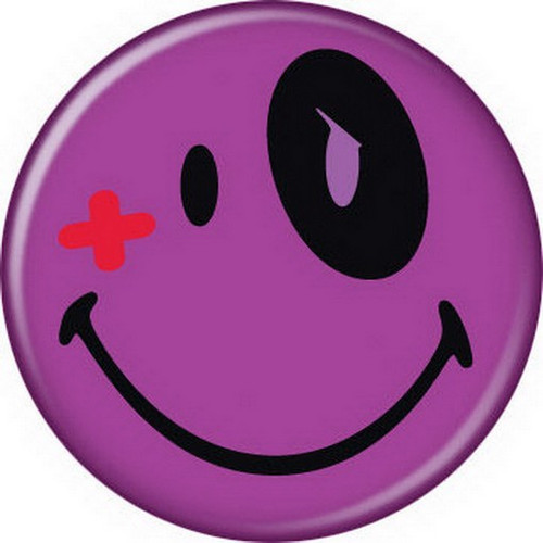 Smiley Black Eye Purple Button 82126