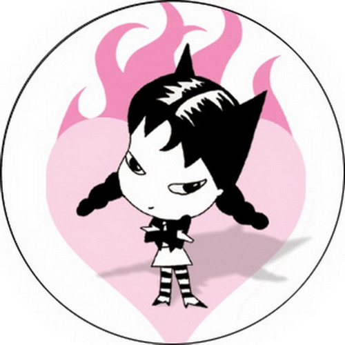 Sugar Hiccup Flaming Heart Button B-SH-0006