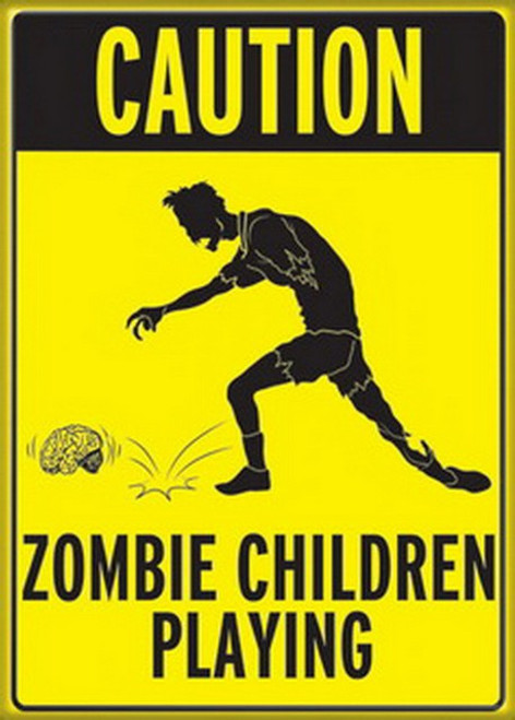 Caution Zombie Children Playing Magnet 29960H