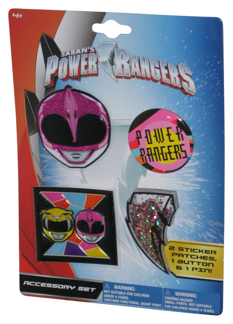 Power Rangers Pink Ranger Sticker Patch Button Pin Set