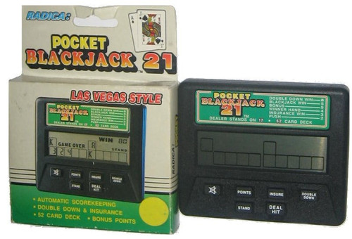 Pocket Blackjack 21 LCD (1992) Vintage Radica Electronic Handheld Game - (Las Vegas Style)