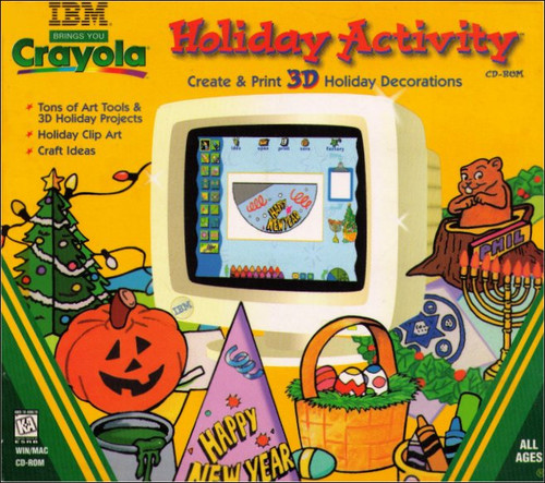 IBM Crayola Holiday Activity Create Print 3D Decorations Windows PC CD-ROM Game