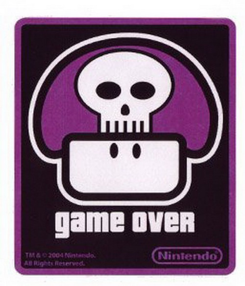 Nintendo Super Mario Bros. Game Over Mushroom Sticker 96-326