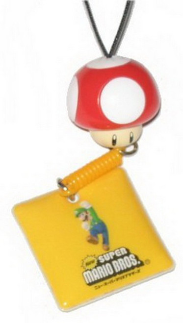 Nintendo Super Mario Bros. Red Mushroom & Luigi Cell Phone Charm Keychain