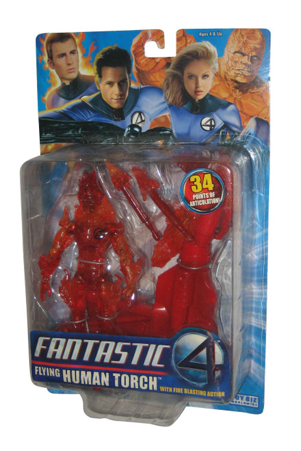 Marvel Fantastic Four Flying Human Torch Toy Biz Figure w/ Fire Blasting Action