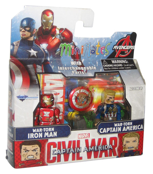 Marvel Civil War Movie War-Torn Iron Man & Captain America Minimates Figure Set