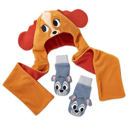 Disney Lady And The Tramp Hat Scarf Gloves Warmwear Set - (Size XS/Small)