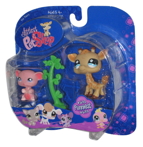 Littlest Pet Shop Pet Pairs Funniest Giraffe & Mouse Toy Figure Set #632 / 633