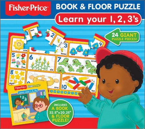Fisher-Price Book & 24pc Floor Puzzle Kids Children Box Set - (Educational Learn Your 1, 2, 3's)