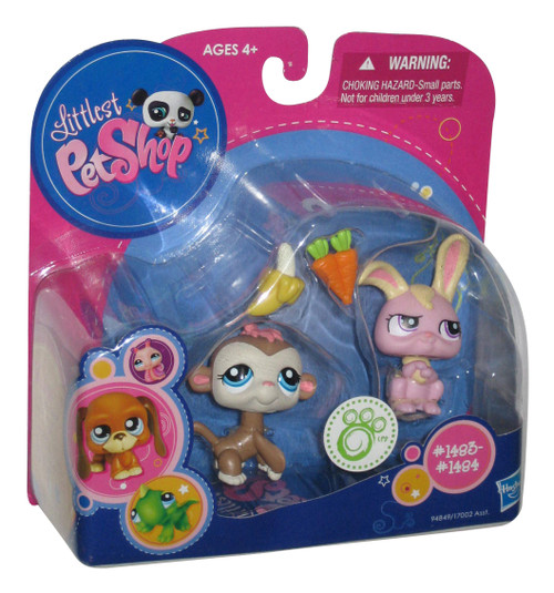 Littlest Pet Shop Monkey & Pink Bunny Toy Figure Set 1483 & 1484