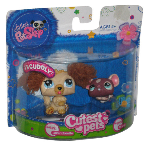 Littlest Pet Shop Cutest Pets Labradoodle & Mouse Toy Figure Set #2421 & #2422