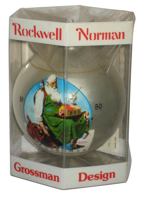 Norman Rockwell Dave Grossman 1980 Santa's Workshop Glass Ornament