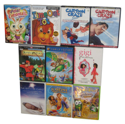 Kids Children Cartoons Movie DVD Lot - 10 DVDs - (Robin Hood / Joseph / Birth of Christ)
