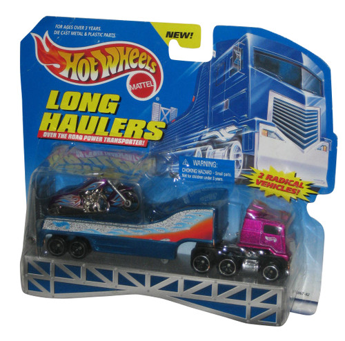 Hot Wheels Long Haulers (1998) Mattel Toy Truck w/ Purple Motorcycle