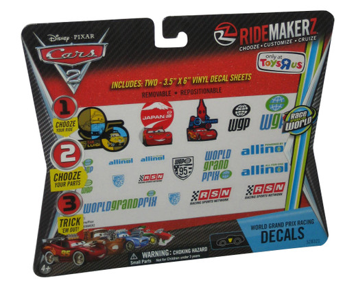 Disney Cars 2 Movie RideMakerz World Grand Prix Racing Decal Stickers