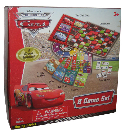 Disney Pixar Cars 8 Game Set - (Checkers / Tic Tac Toe / Bingo / Dominoes / Rummy / War, Crazy Eights / Go Fish)