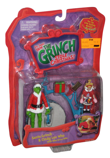 Dr. Seuss How The Grinch Stole Christmas Figure Set - Santa & Cindy Lou Who with Who Drum Bike