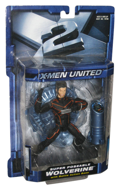 Marvel X-Men United Movie Super Poseable Wolverine Toy Biz Figure w/ Action Base