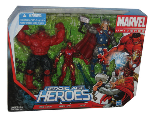 Marvel Universe Heroic Age Heroes 3-Pack Hasbro 3.75 Inch Figure Set - (Red Hulk / Iron Man / Thor)