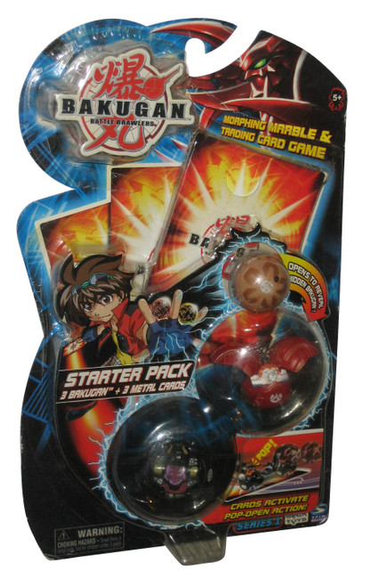 Bakugan Battle Brawlers (2007) Toy Starter Pack Set w/ Metal Cards 3-Pack