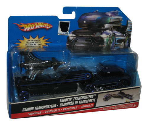 Hot Wheels Truckin' Transporters (2007) Black Hauler Truck & Airplane Toy Set