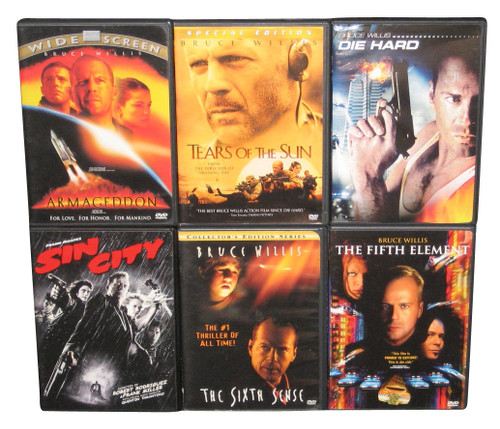 Bruce Willis DVD Lot - (6 DVDs) - Sin City / The Sixth Sense / Fifth Element / Die Hard / Armageddon