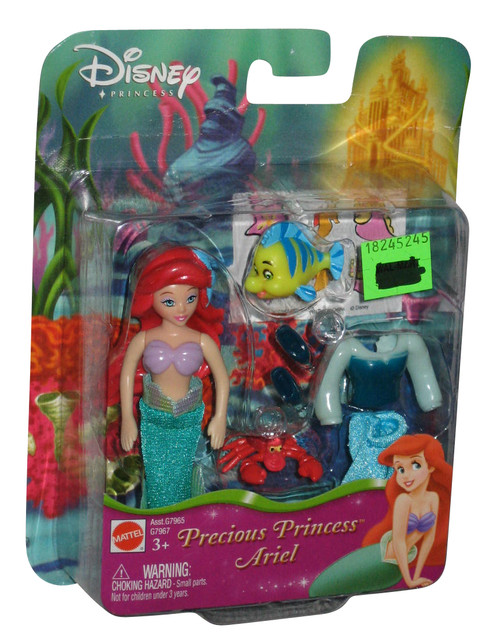 Disney Precious Princess Ariel (2004) Mattel Dress Up Figure Set w/ Flounder & Sebastian