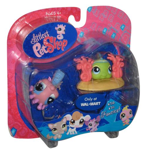 Littlest Pet Shop Fanciest Seahorse & Green Fis Toy Figure Set 710 / 711 - (Walmart Exclusive)