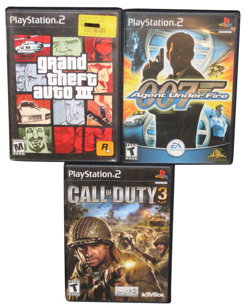 PlayStation 2 Video Game Lot 3pc - (007 Agent Under Fire / Grand Theft Auto III / Call Duty 3)