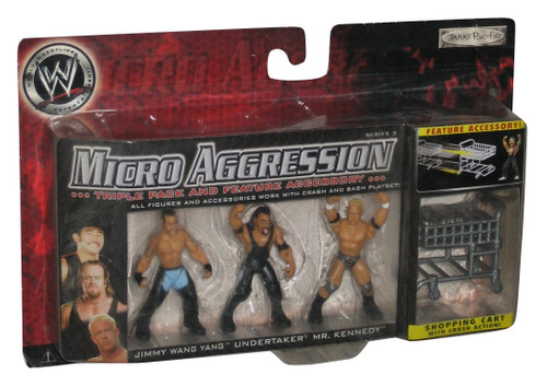 WWE Micro Aggression (2007) Triple Figure Pack - (Jimmy Wang Yang / Undertaker / Mr. Kennedy) w/ Shopping Cart