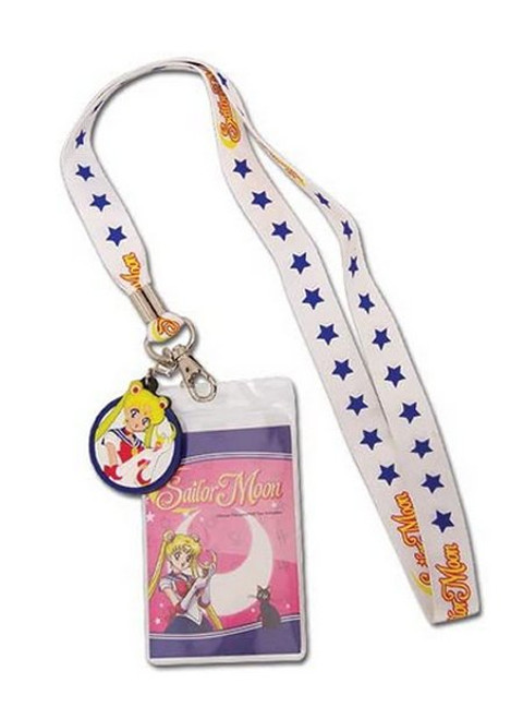 Sailor Moon Blue Stars White Anime Lanyard w/ Charm GE-82516
