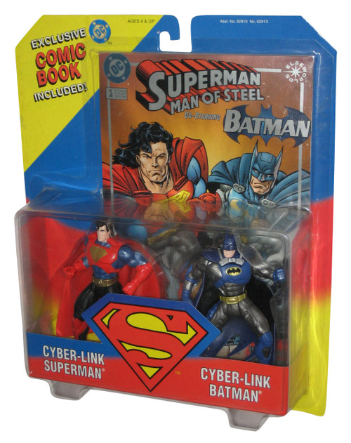 DC Superman & Cyber Link Batman Animated Kenner Figure Set w/ Comic