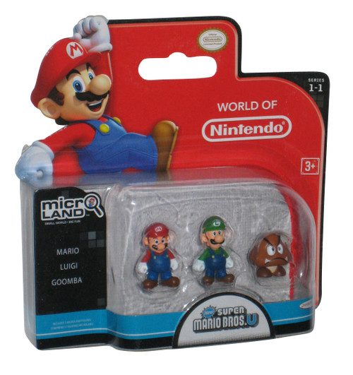 World of Nintendo Super Mario Bros U Micro Land Figure Set - (Mario / Luigi / Goomba)