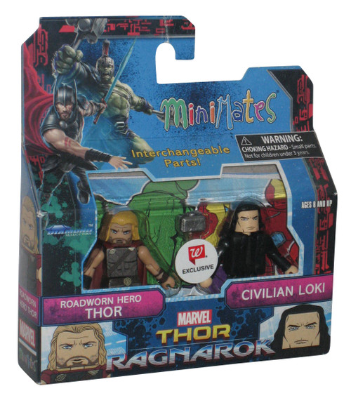 Marvel Minimates Thor Ragnarok Roadworn Thor & Civilian Loki Figure Set - Walgreens Exclusive