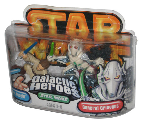 Star Wars Galactic Heroes (2005) Obi-Wan Kenobi & General Grievous Figure Set - (Damaged Packaging)