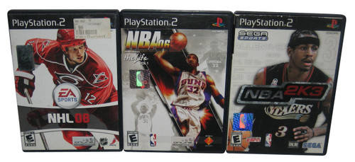 PlayStation 2 NBA 2K3, 06 Basketball & NHL 08 Video Game Lot - (3 Games)