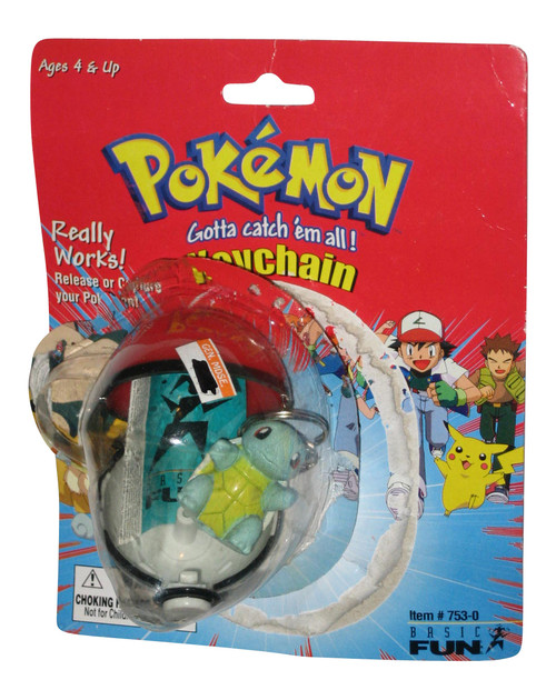 Pokemon Squirtle Basic Fun (1999) Figure Pokeball Keychain - (Damaged Packaging)