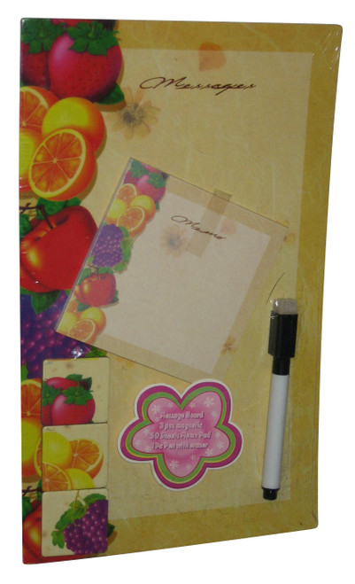 Fruit Apples Strawberries Oranges Grapes Message Board, Magnets, Memo Pad, Pen & Eraser Set