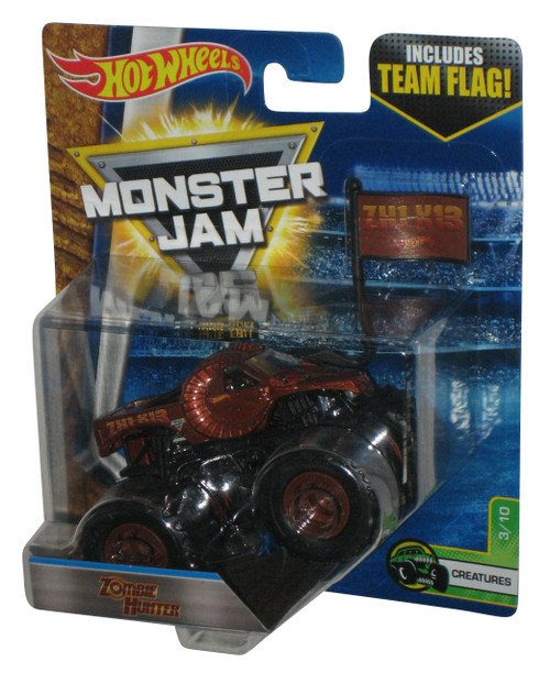 Hot Wheels Monster Jam Creatures Zombie Hunter (2016) Toy Truck w/ Team Flag #3/10