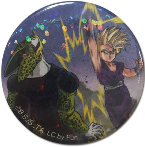 Dragon Ball Z Cell vs Gohan Glitter Licensed Anime Button GE-16885