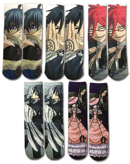 Black Butler Sublimation Anime Socks Set GE-71043 - (5 Pairs of Socks)