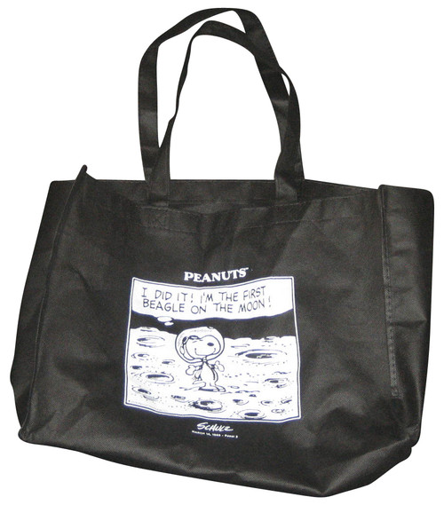 Peanuts Snoopy Astronaut I Did It I'm The First Beagle On The Moon Black Tote Bag - (SDCC 2019 Exclusive)