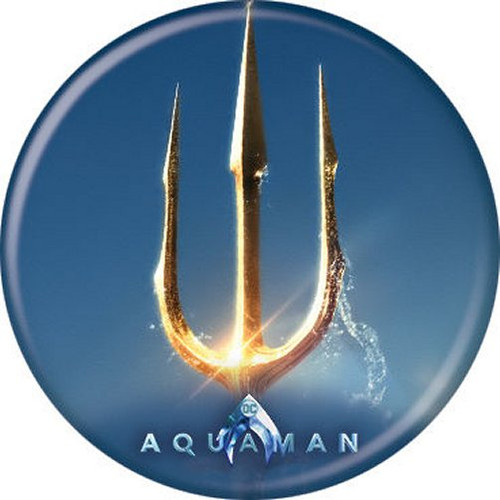 DC Comics Aquaman Movie Trident Licensed 1.25 Inch Button 87170