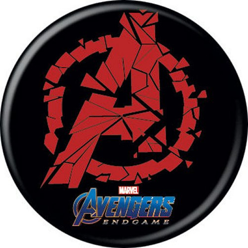 Marvel The Avengers Endgame Broken Logo Symbol Black Licensed 1.25 Inch Button 87316