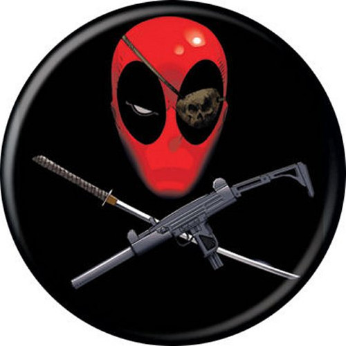 Marvel Comics Deadpool Pirate Logo Black Licensed 1.25 Inch Button 82961