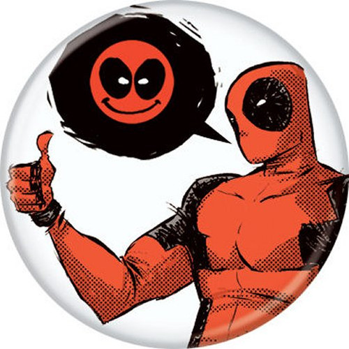 Marvel Comics Deadpool Face in Word Bubble Licensed 1.25 Inch Button 84825