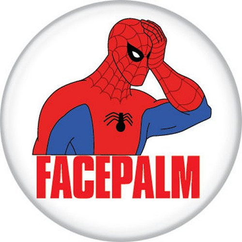 Marvel Comics Spider-Man Face Palm Licensed 1.25 Inch Button 87385