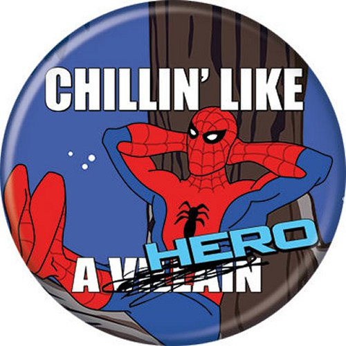 Marvel Comics Spider-Man Chillin Like Hero Licensed 1.25 Inch Button 87392